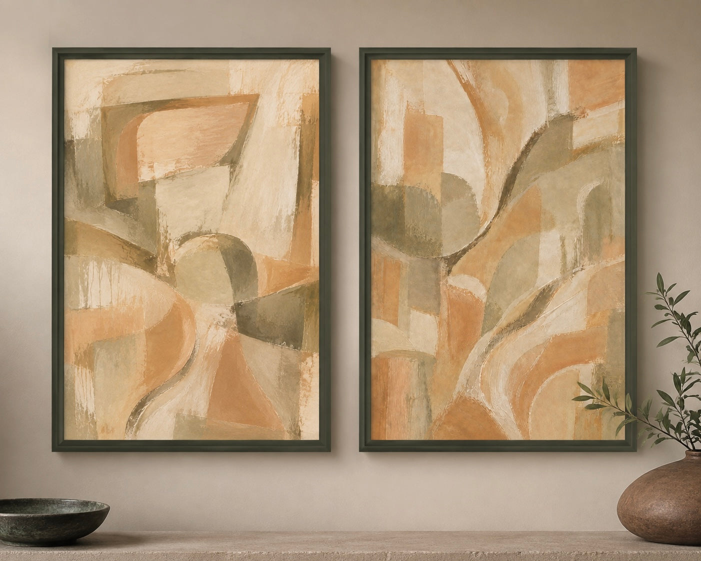 Abstract Earth Tone Canvas Print — Neutral Minimal Wall Art