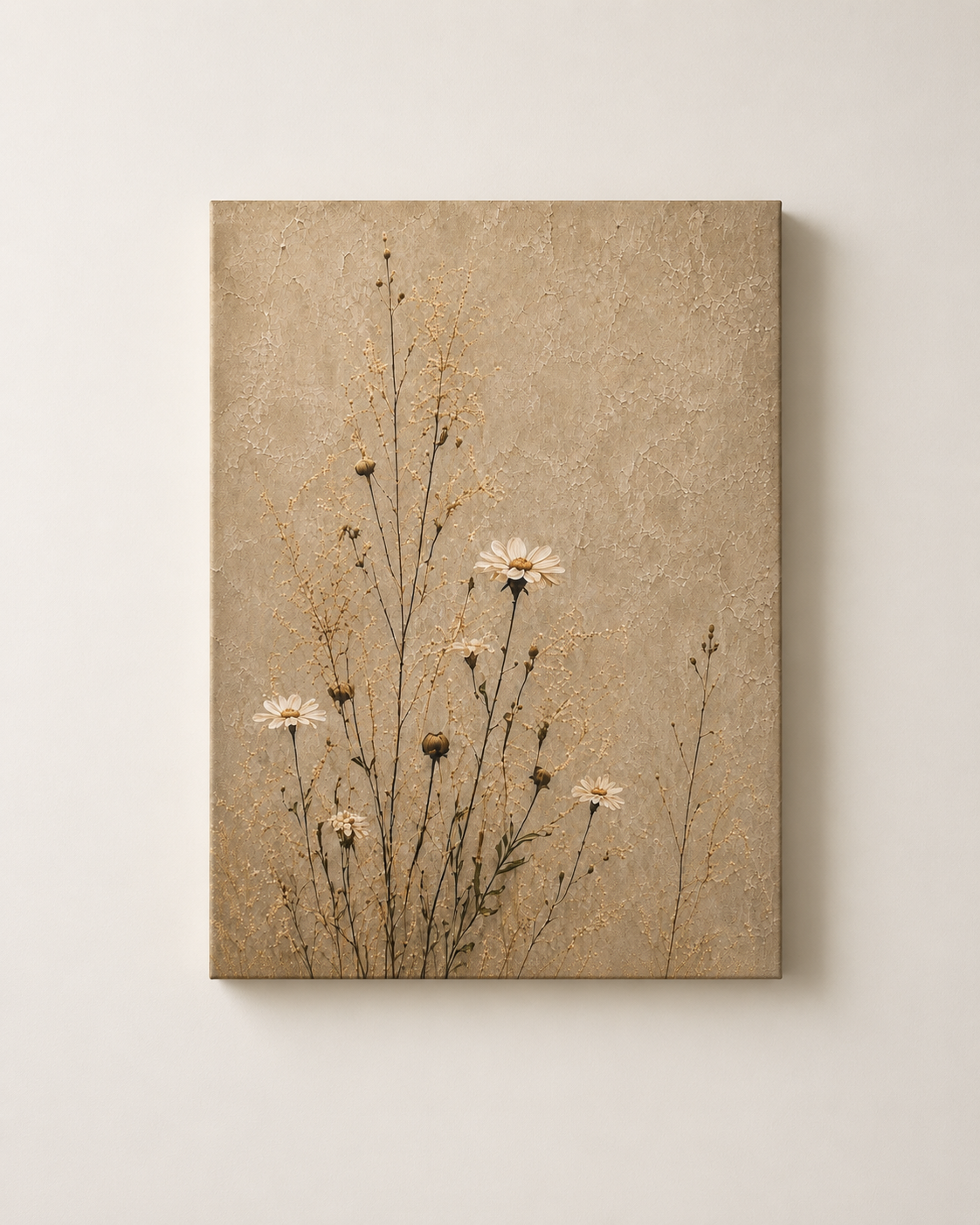 Neutral Daisies - Gallery Wrapped Canvas
