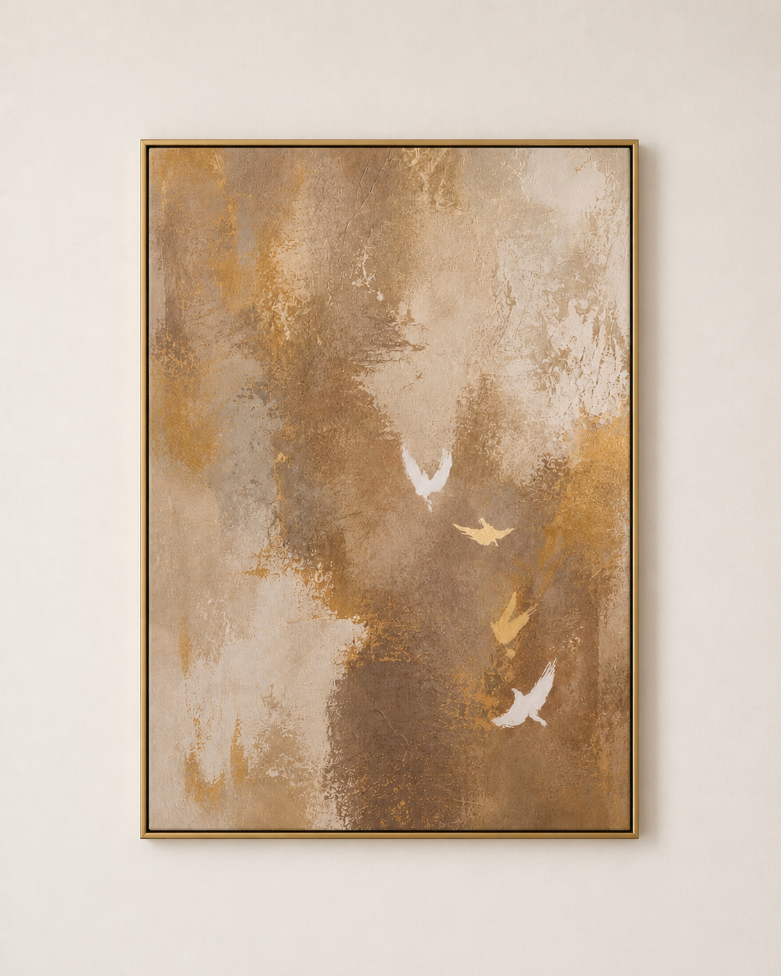 Abstract Flying Birds - Framed Floating Canvas