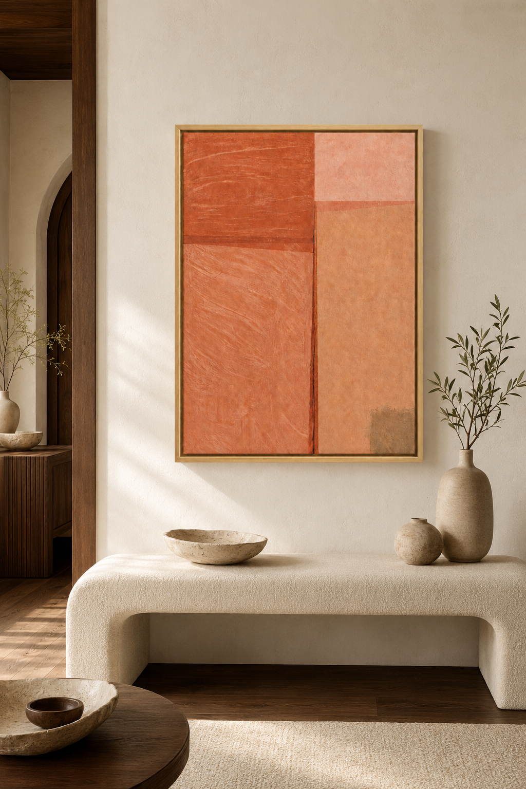 Abstract Terracotta Minimalist - Framed Floating Canvas