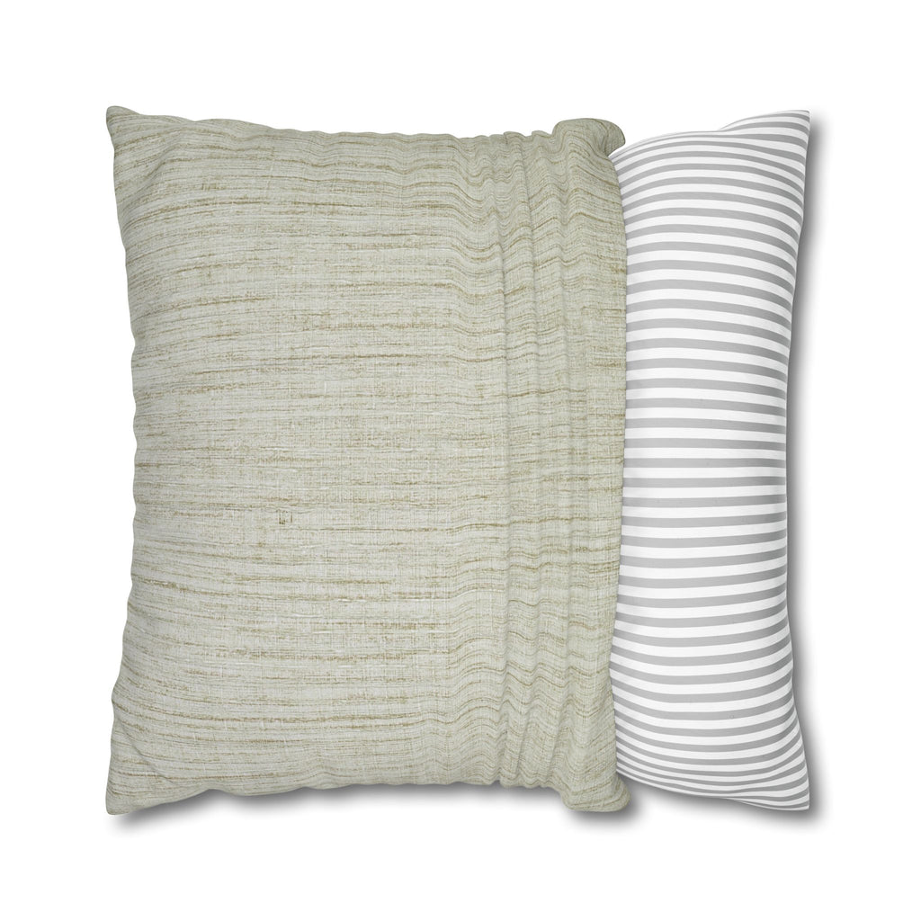 Neutral Textured Square Pillowcase — Linen-Style Poly Canvas Decorative Throw Pillow Cover