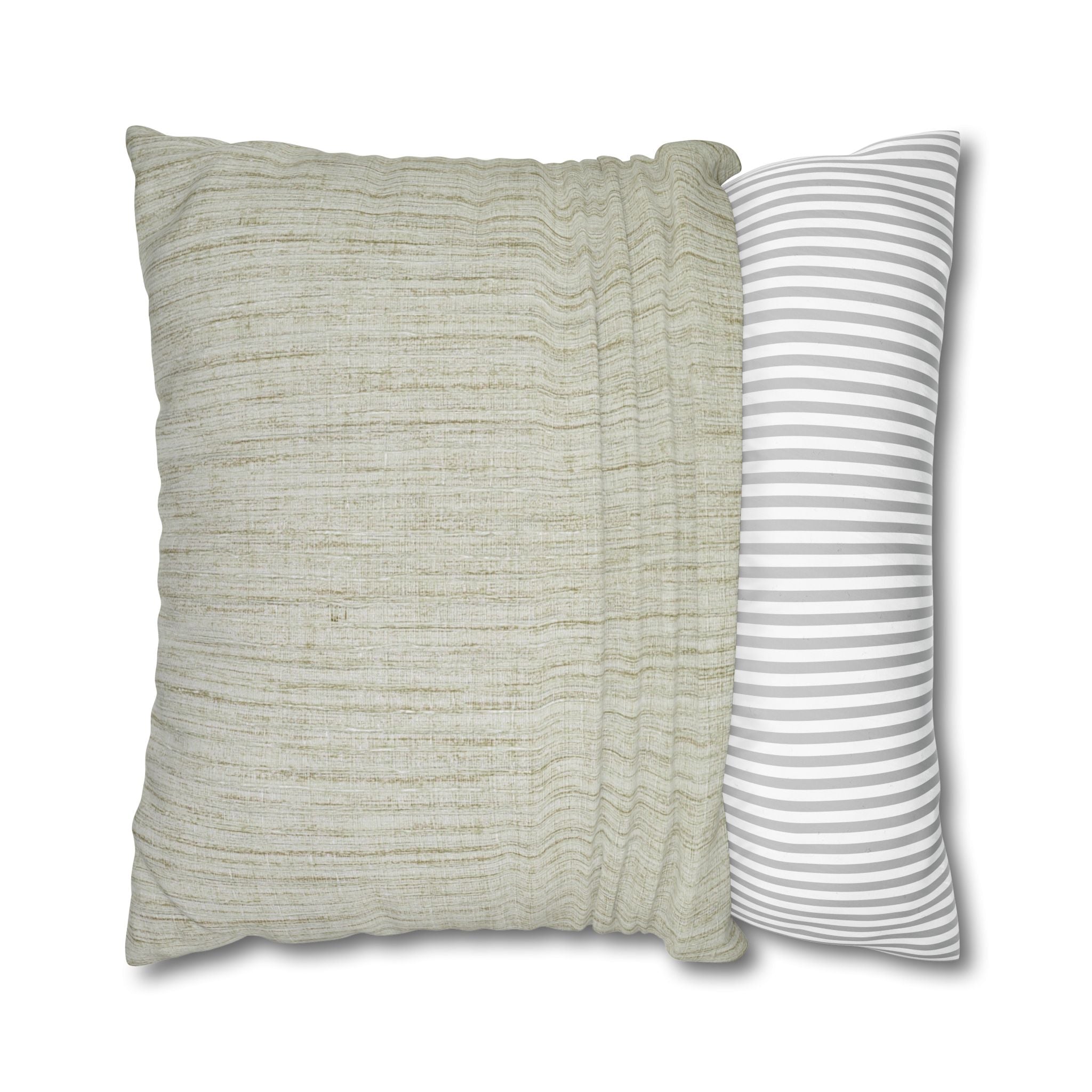 Neutral Textured Square Pillowcase — Linen-Style Poly Canvas Decorative Throw Pillow Cover