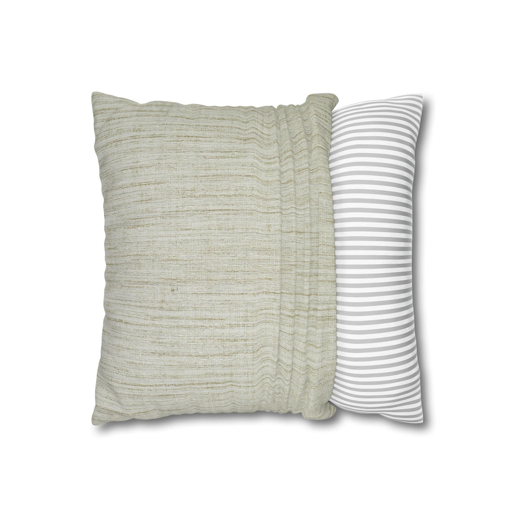 Neutral Textured Square Pillowcase — Linen-Style Poly Canvas Decorative Throw Pillow Cover