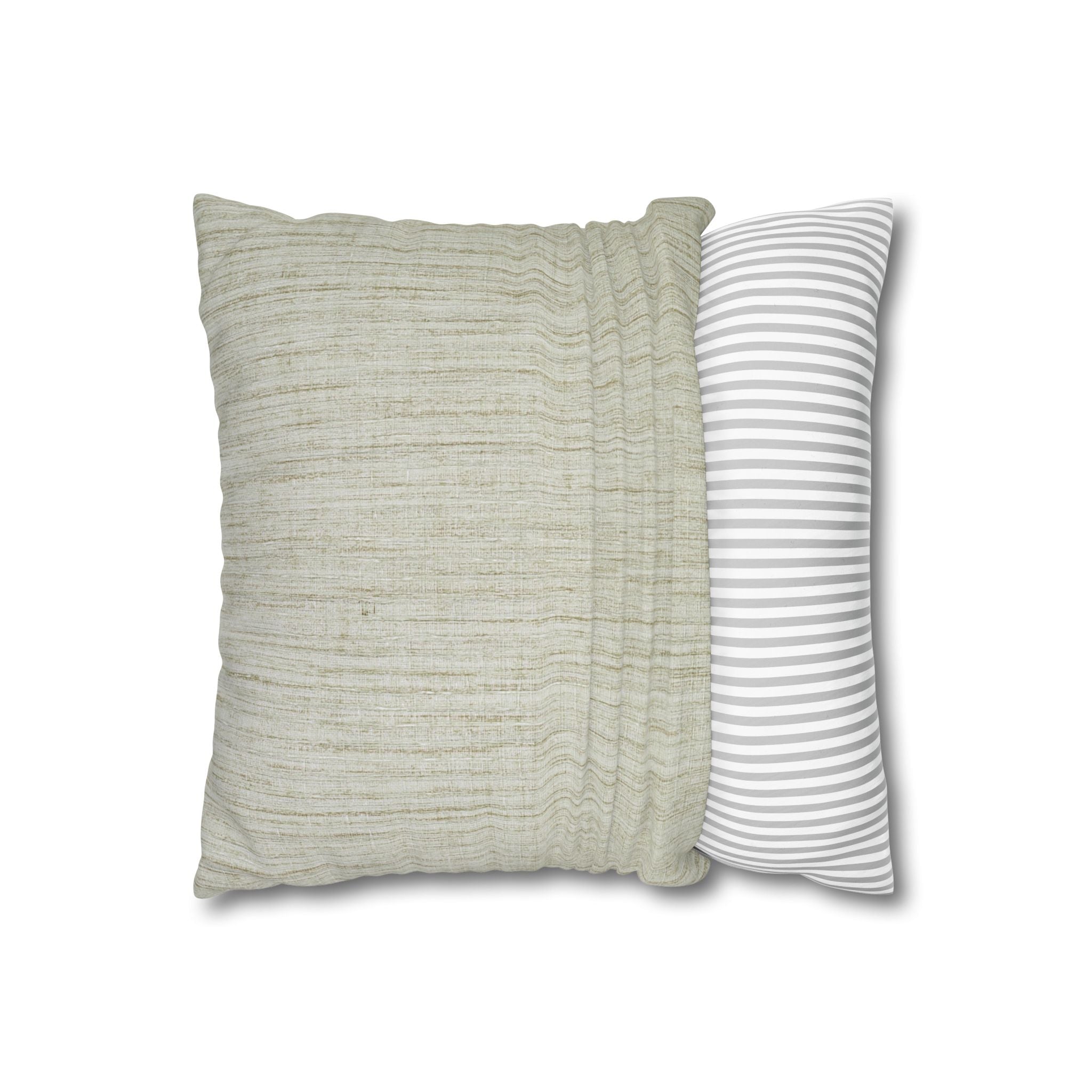 Neutral Textured Square Pillowcase — Linen-Style Poly Canvas Decorative Throw Pillow Cover