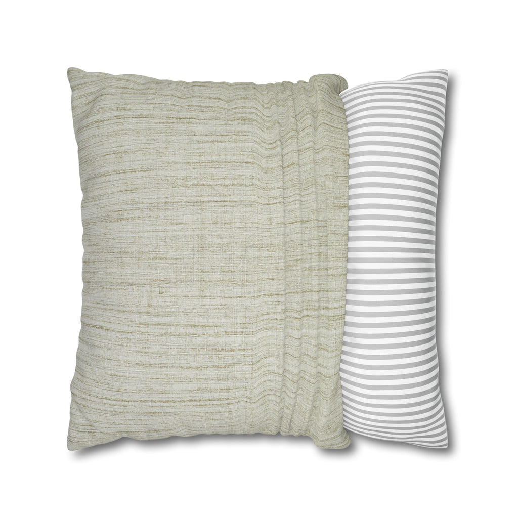 Neutral Textured Square Pillowcase — Linen-Style Poly Canvas Decorative Throw Pillow Cover