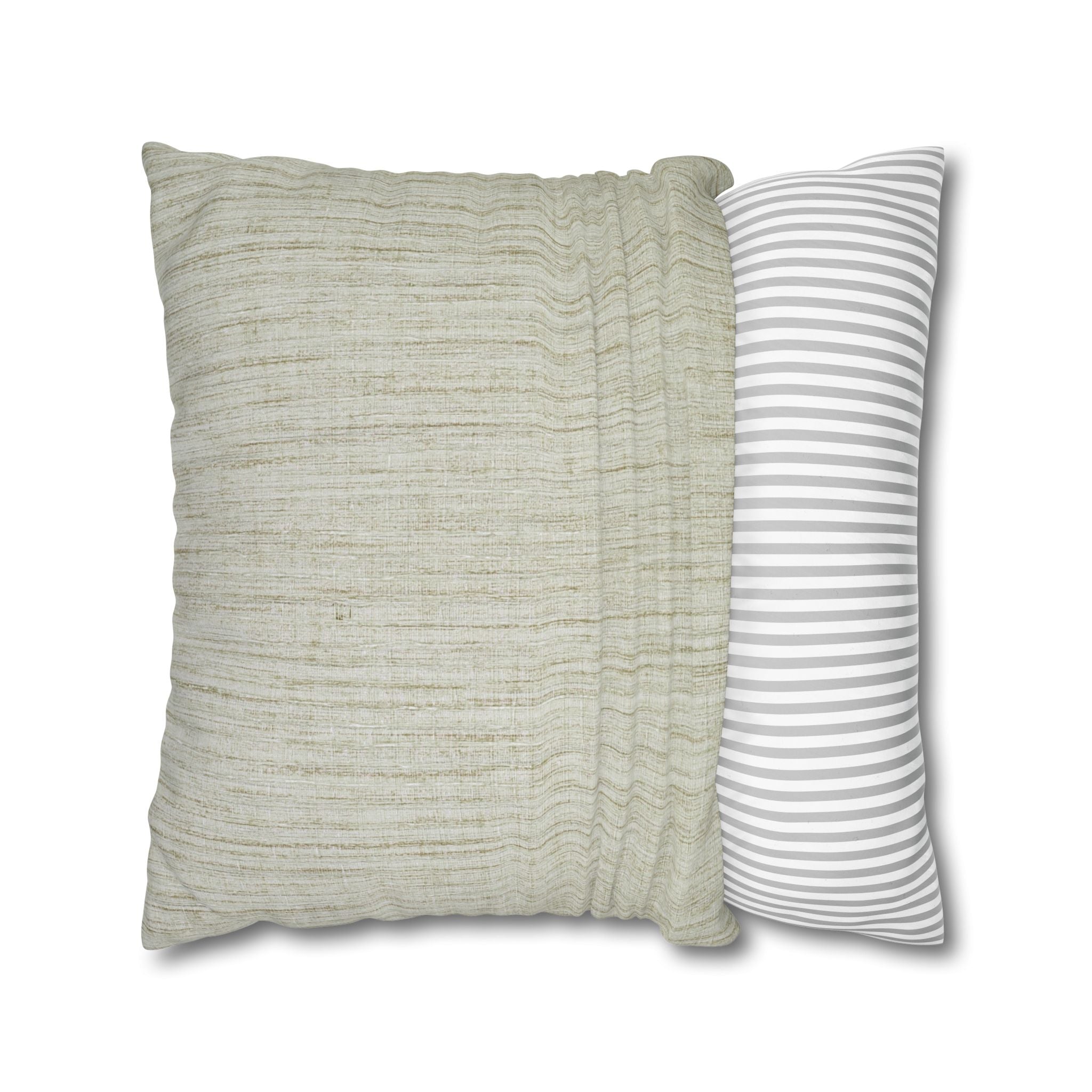 Neutral Textured Square Pillowcase — Linen-Style Poly Canvas Decorative Throw Pillow Cover