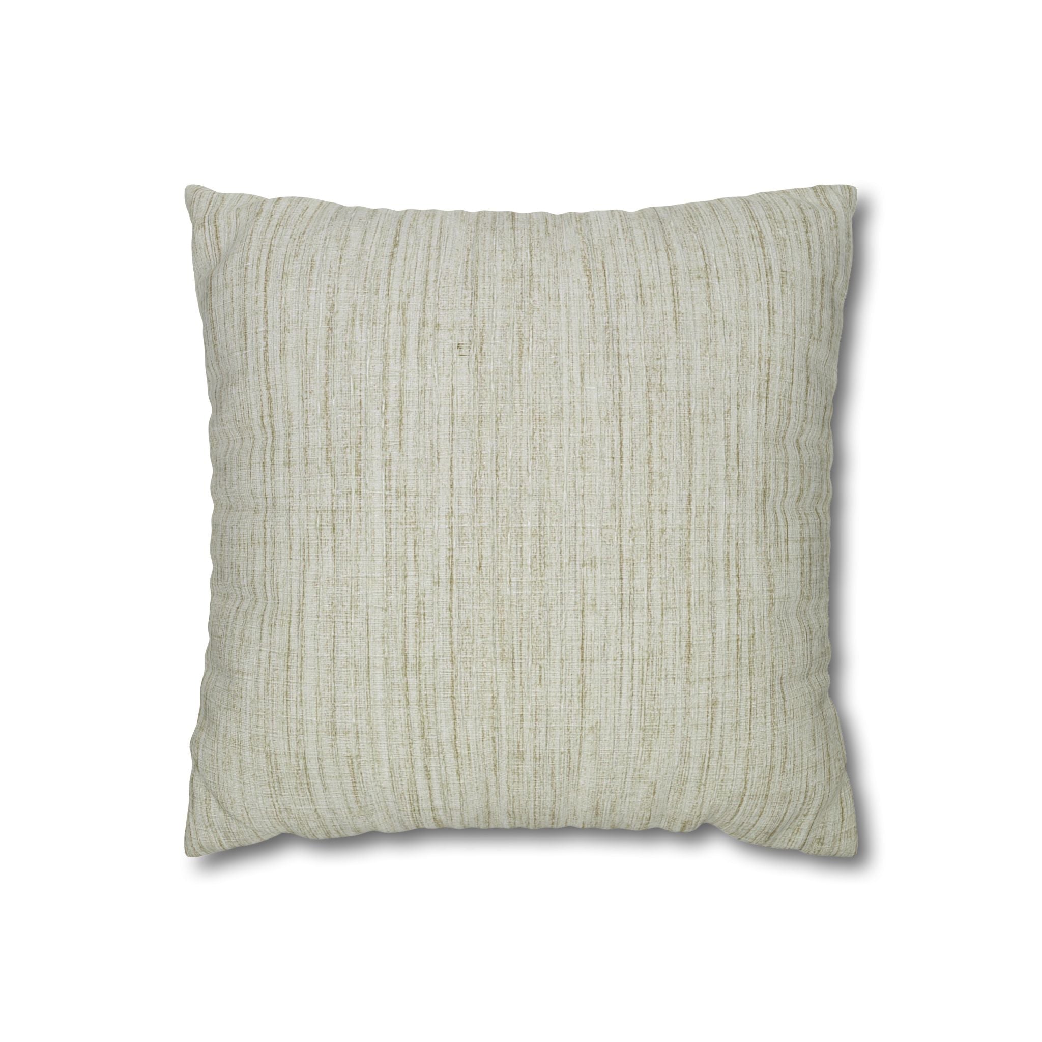 Neutral Textured Square Pillowcase — Linen-Style Poly Canvas Decorative Throw Pillow Cover