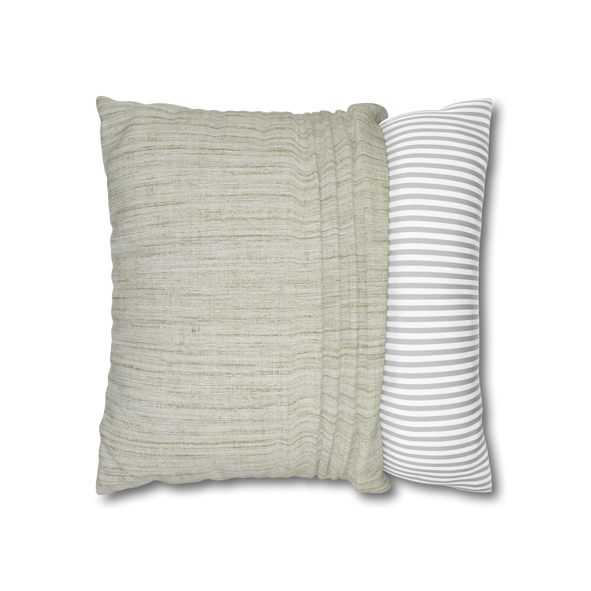 Neutral Textured Square Pillowcase — Linen-Style Poly Canvas Decorative Throw Pillow Cover