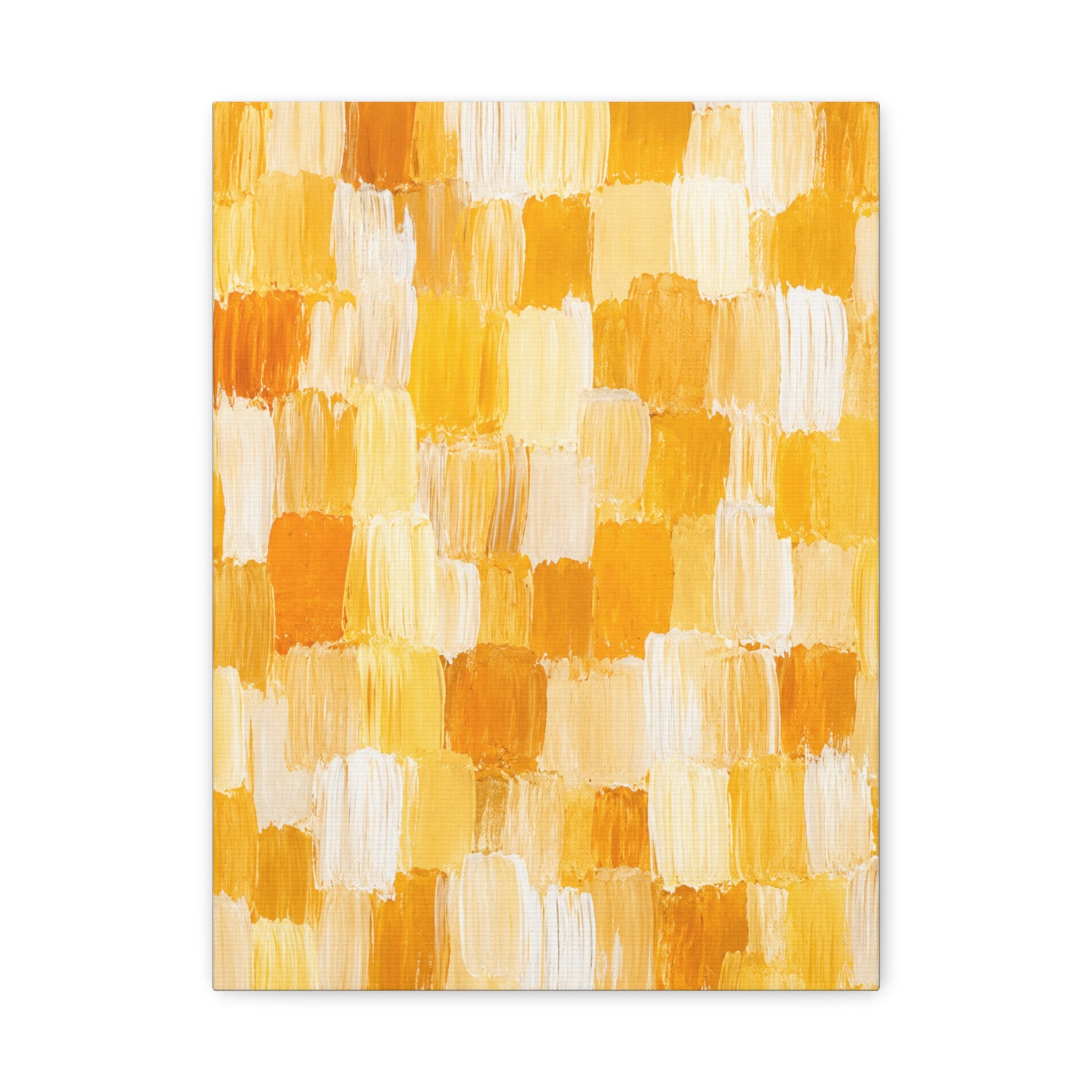 Sunlit Brushstroke Canvas Art — Yellow Abstract Matte Stretched Print