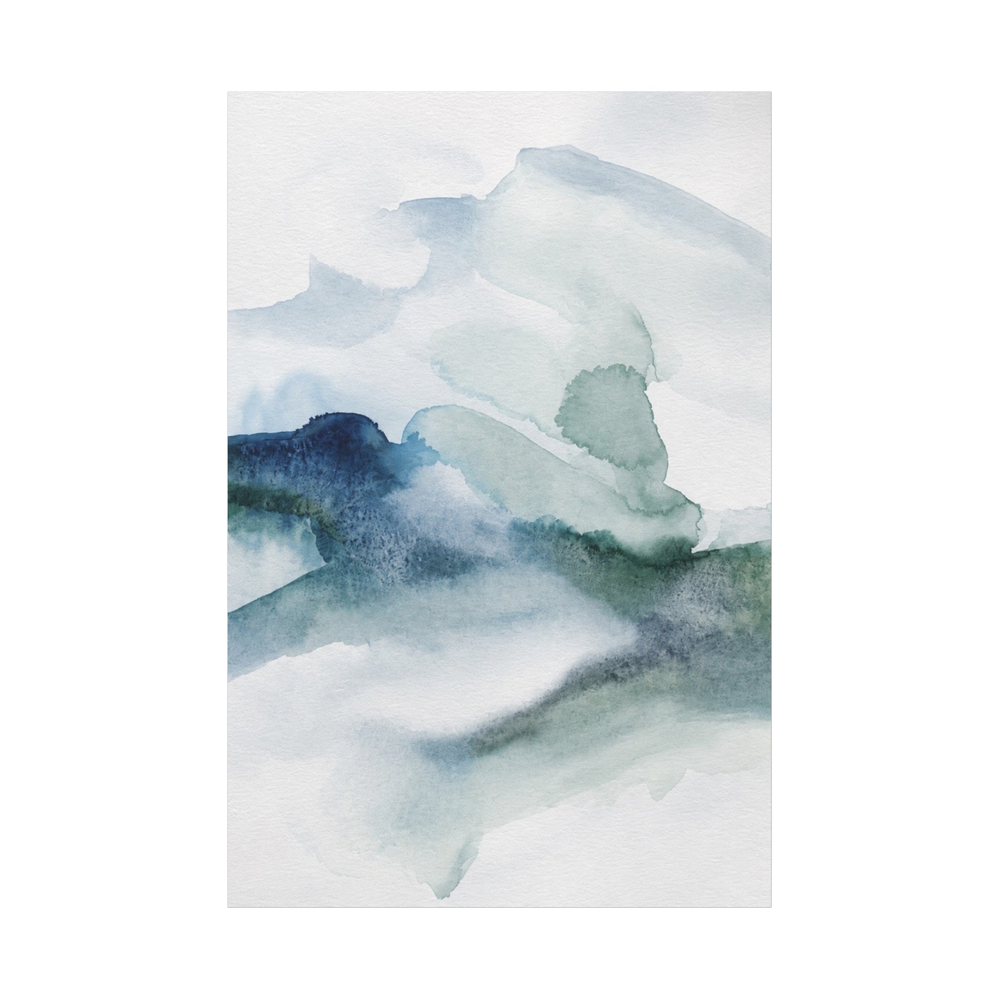 Abstract Watercolor Canvas Print (3) — Blue Green Matte Stretched Wall Art