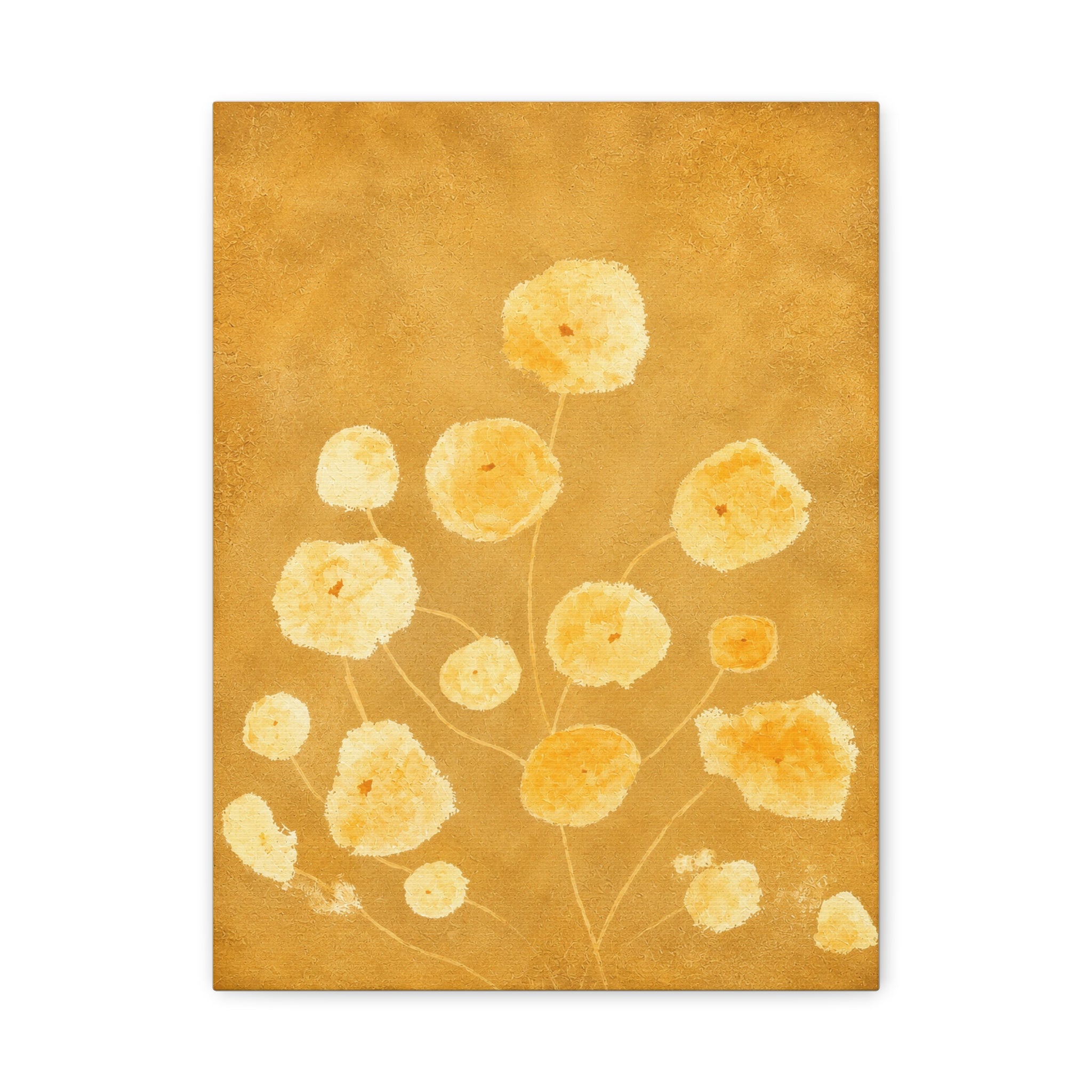 Golden Poppy Floral Canvas — Warm Yellow Botanical Wall Art, Matte Stretched 1.25"