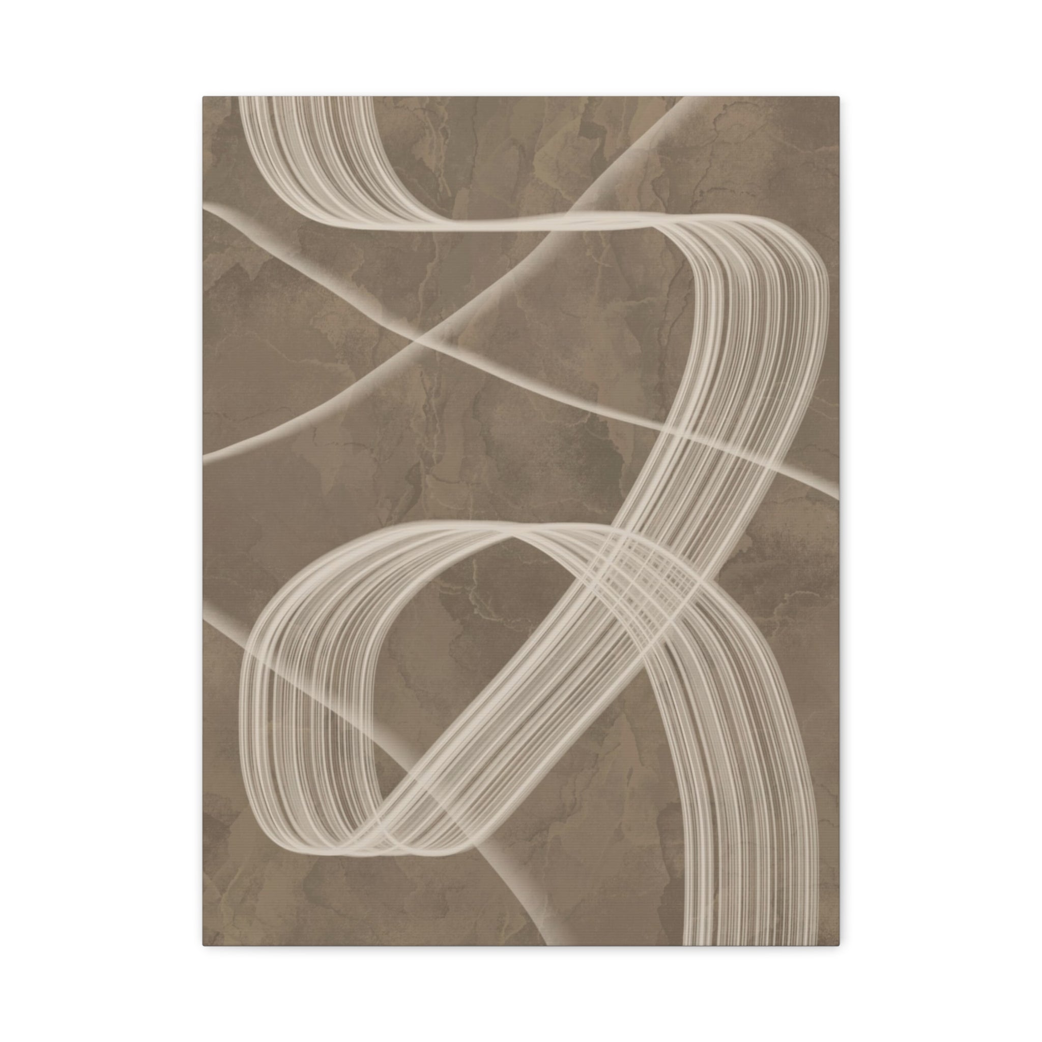 Abstract Neutral Brushstroke Canvas Print — Minimalist Brown Wall Art