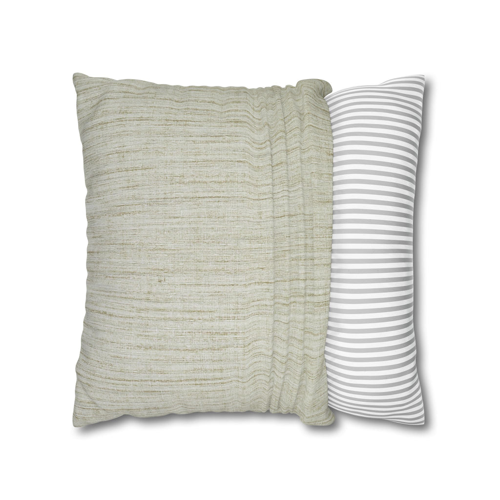 Neutral Textured Square Pillowcase — Linen-Style Poly Canvas Decorative Throw Pillow Cover