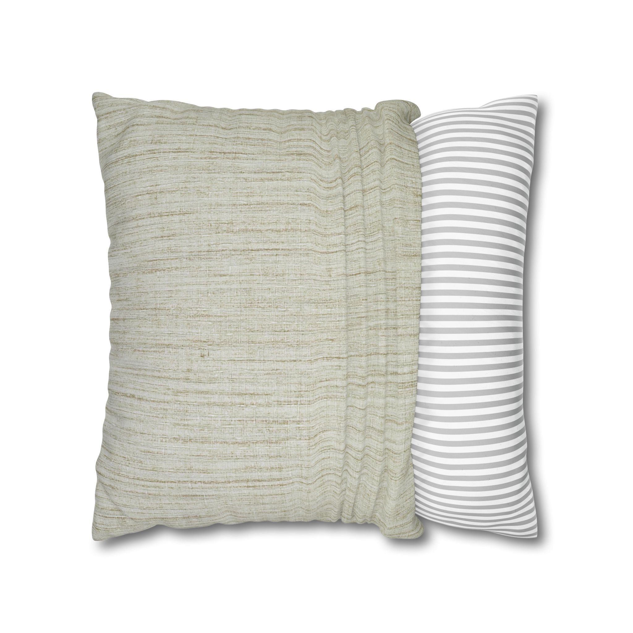 Neutral Textured Square Pillowcase — Linen-Style Poly Canvas Decorative Throw Pillow Cover