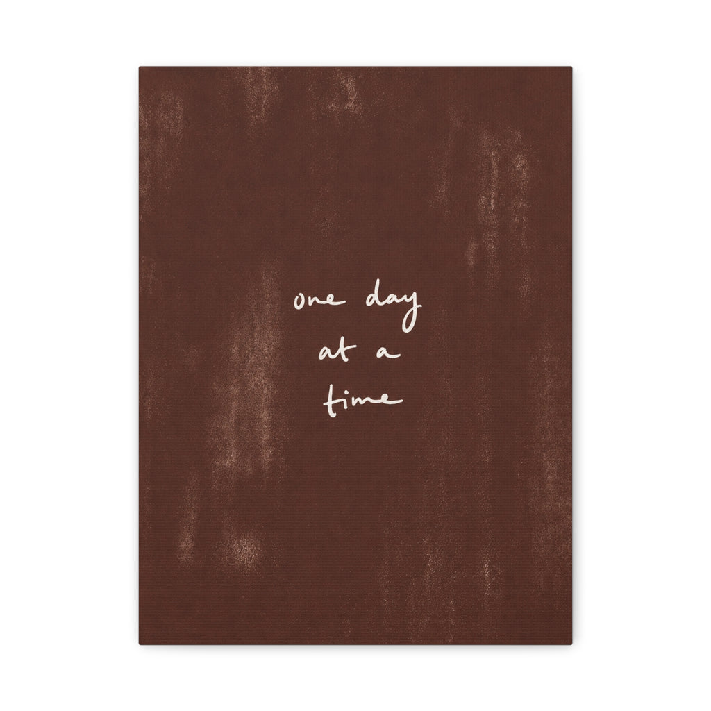 One Day at a Time Canvas Wall Art — Minimalist Motivational Quote