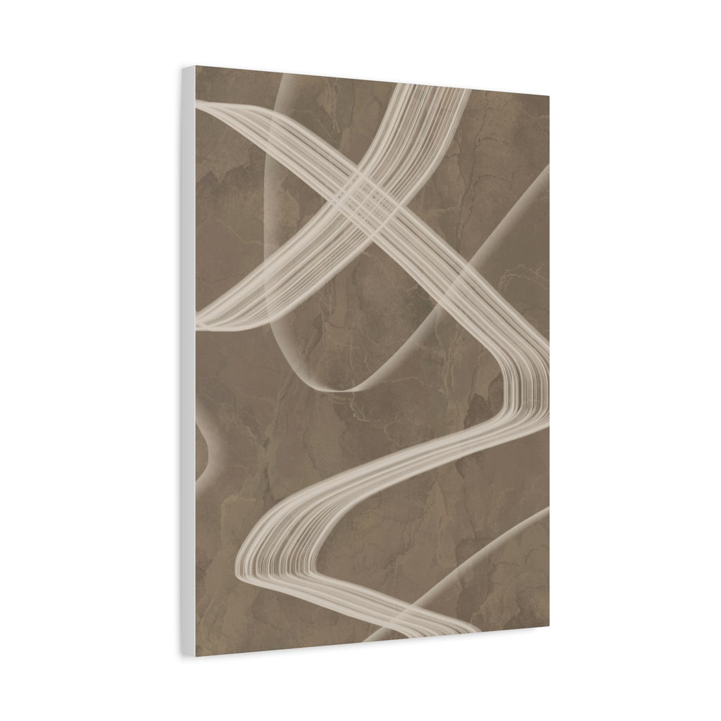 Abstract Brown Swirl Matte Canvas Print — Neutral Modern Wall Art, Stretched 1.25"