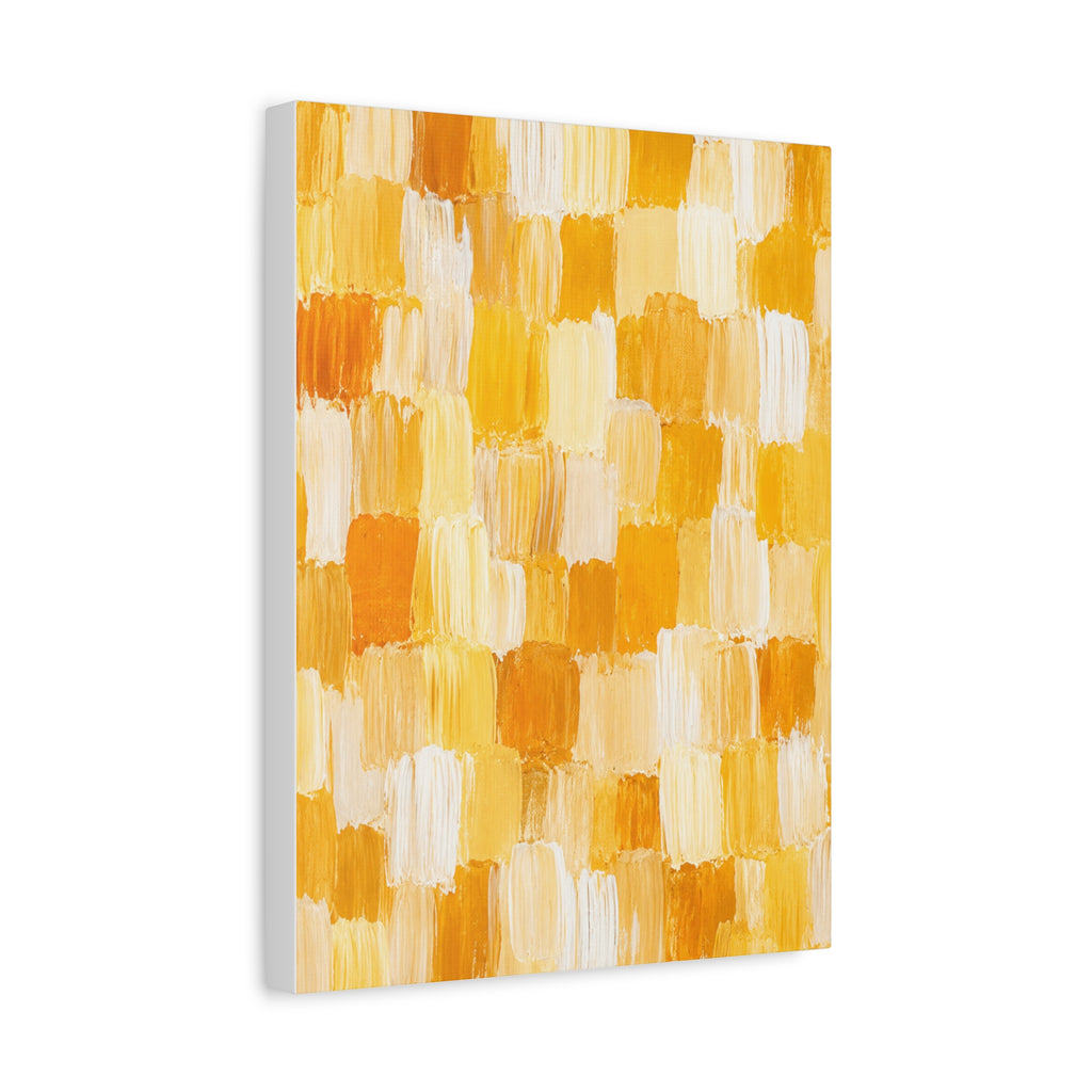 Sunlit Brushstroke Canvas Art — Yellow Abstract Matte Stretched Print