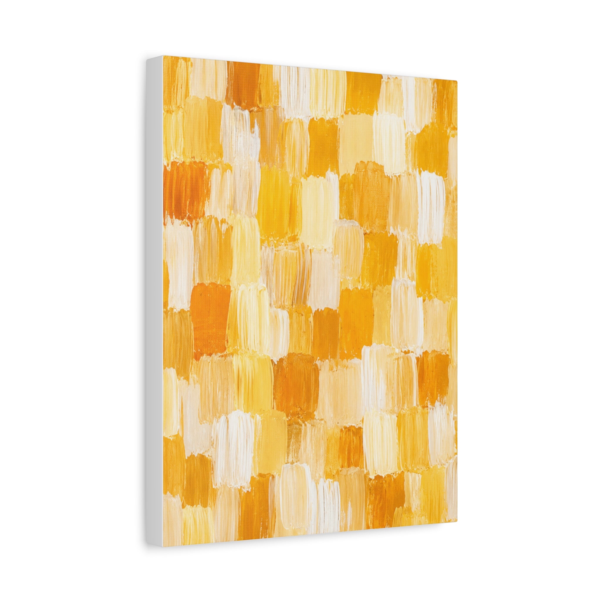 Sunlit Brushstroke Canvas Art — Yellow Abstract Matte Stretched Print
