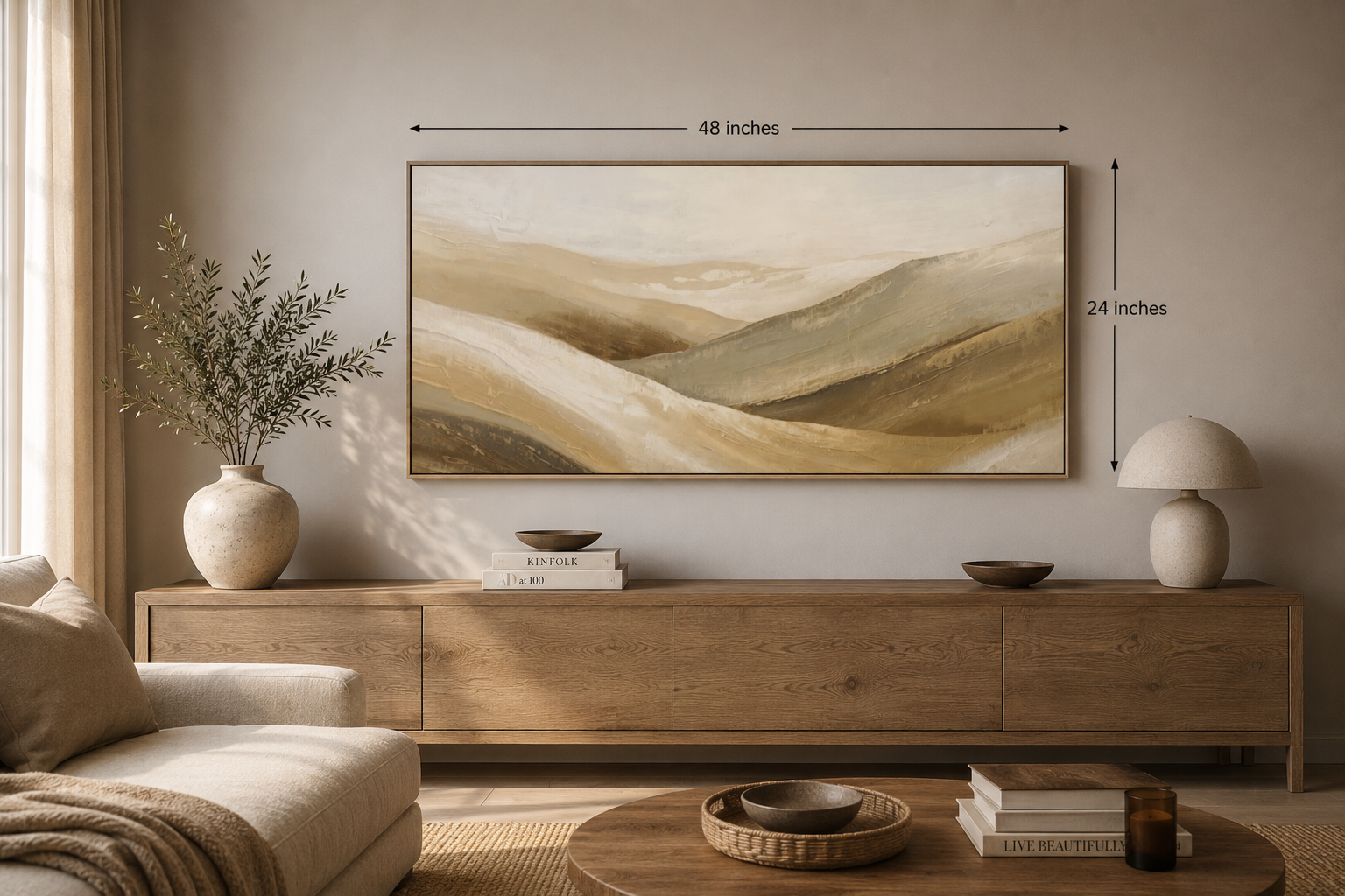 Golden Desert Abstract Matte Canvas Wall Art — Stretched Landscape Print