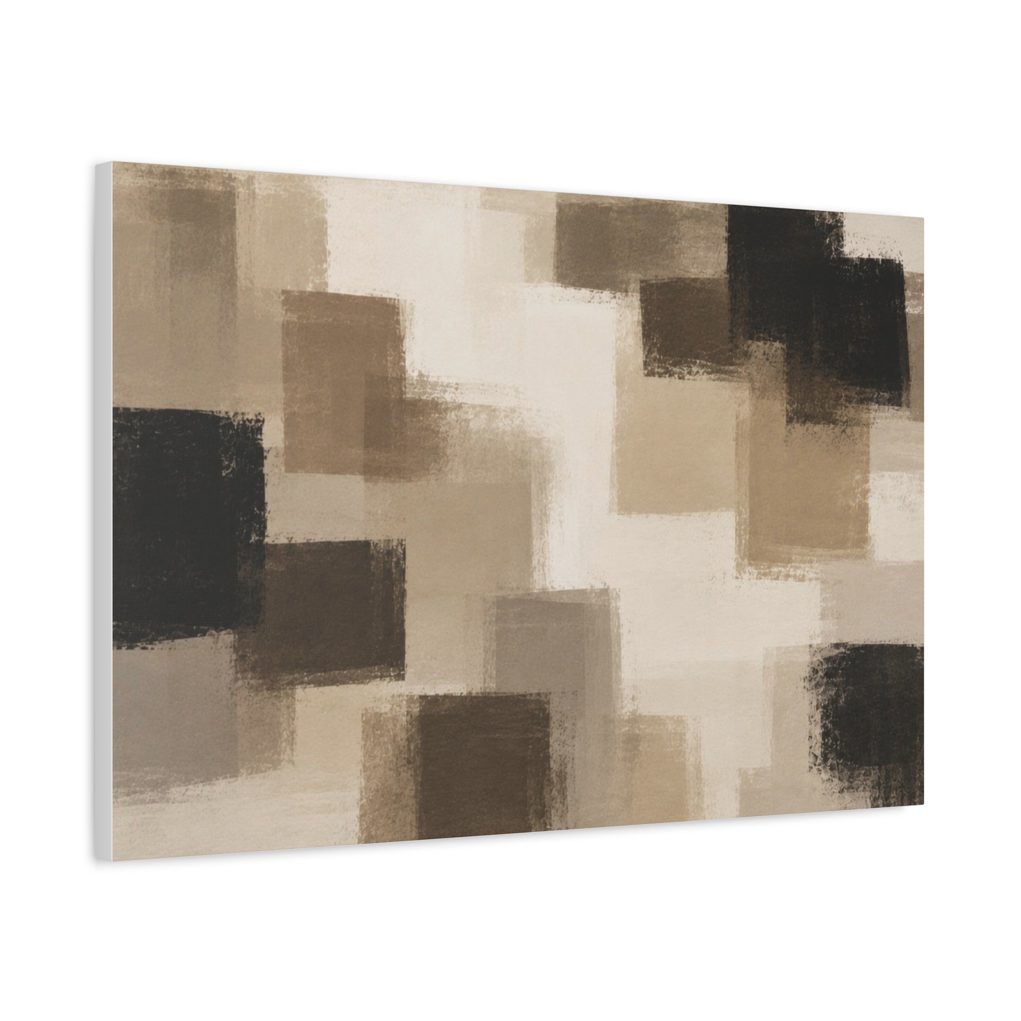 Abstract Neutral Squares Matte Canvas Wall Art - Stretched 1.25"