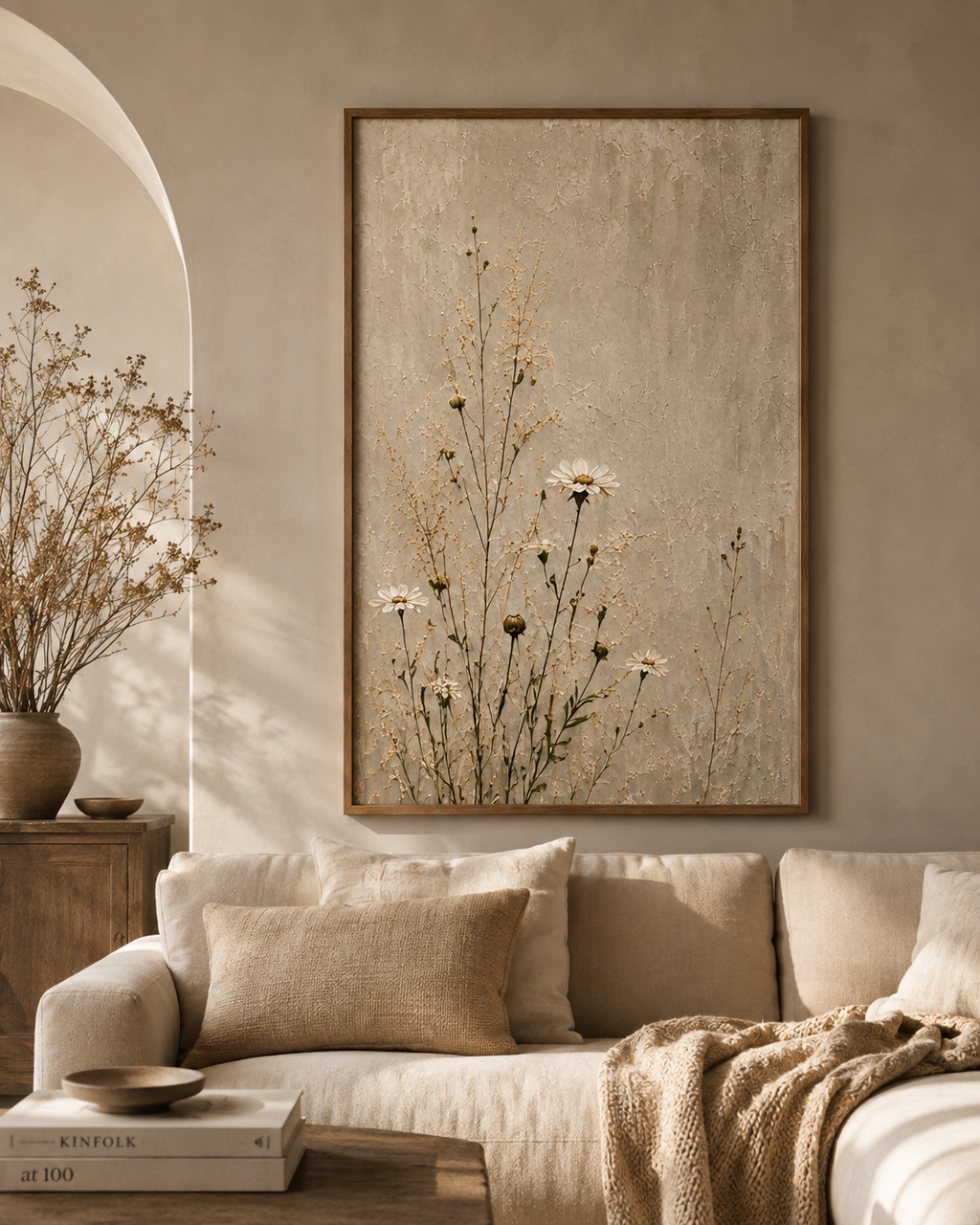 Neutral Daisies Matte Canvas Wall Art — Stretched 1.25"
