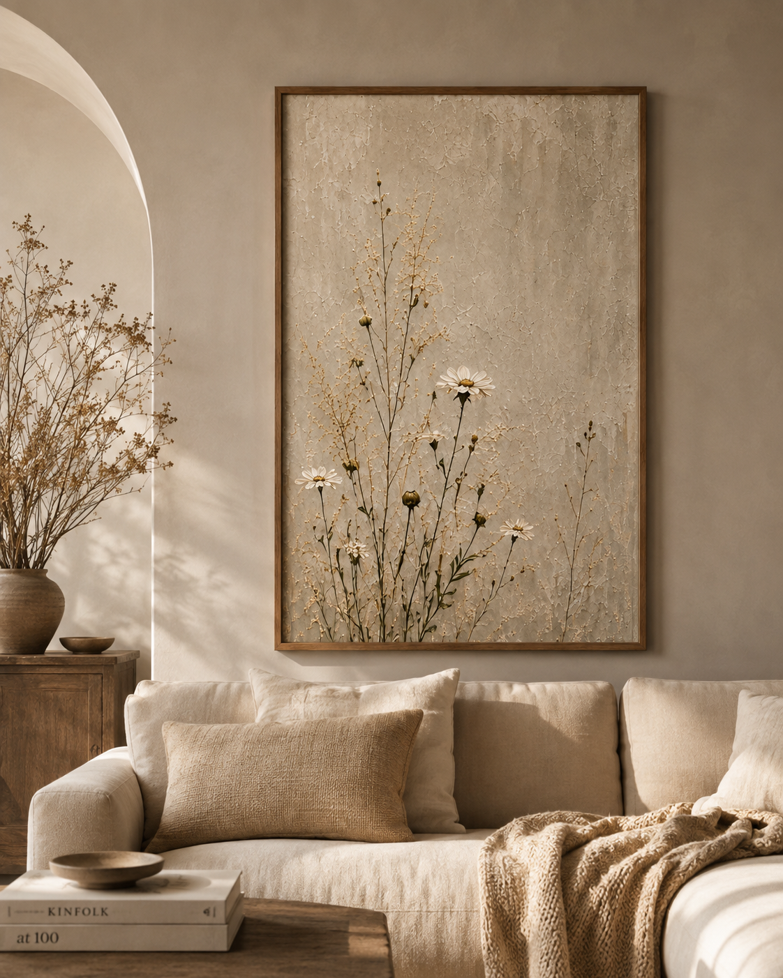 Neutral Daisies Matte Canvas Wall Art — Stretched 1.25"