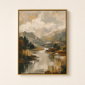 Abstract Lake Valley - Framed Floating Canvas