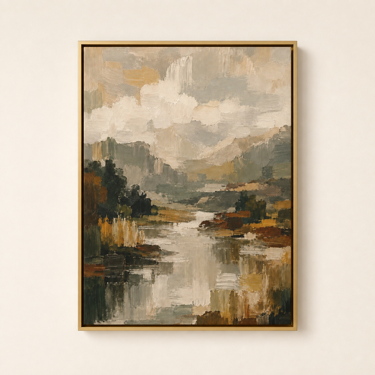 Abstract Lake Valley - Framed Floating Canvas