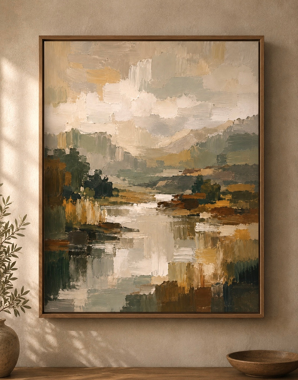 Abstract Neutral Landscape Canvas Print — Matte Stretched Wall Art
