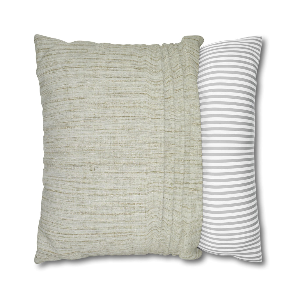 Neutral Textured Square Pillowcase — Linen-Style Poly Canvas Decorative Throw Pillow Cover