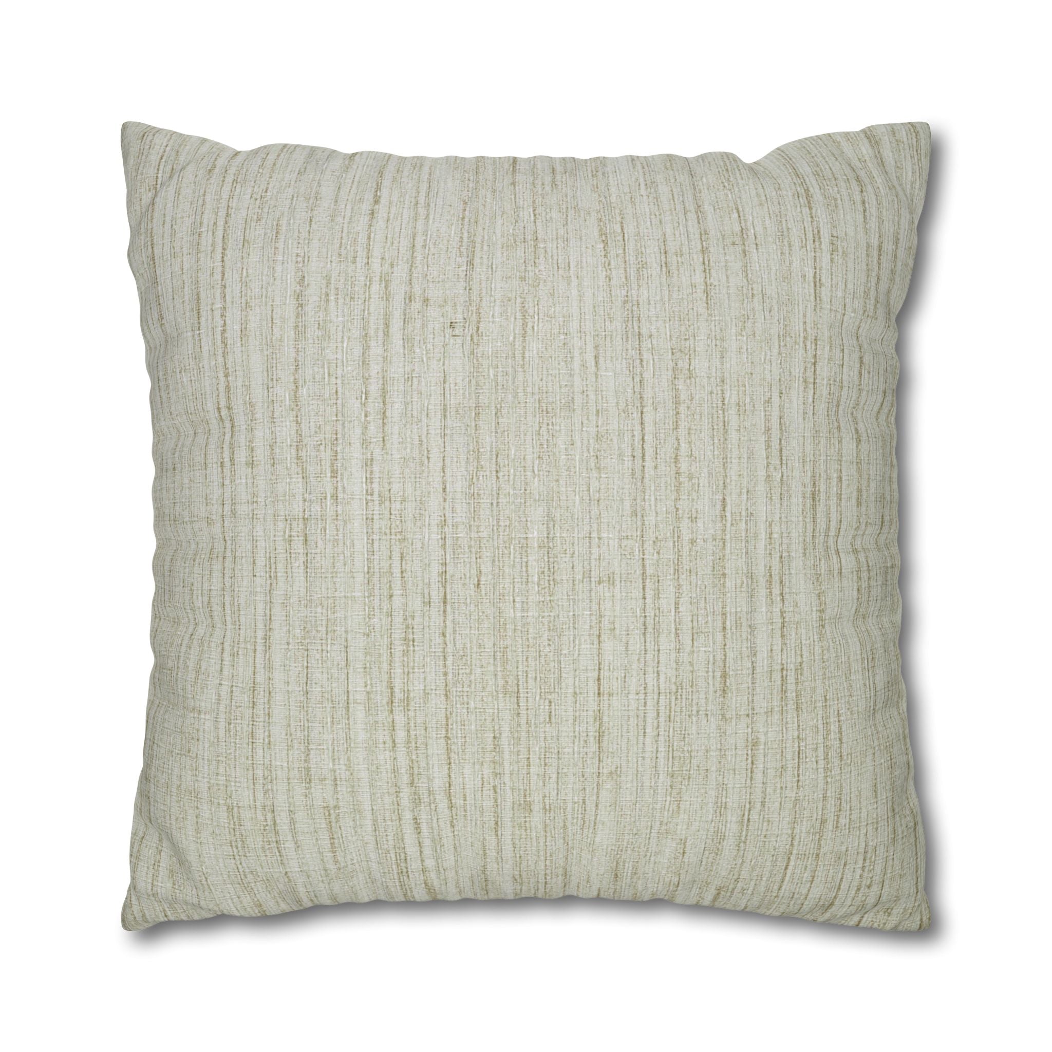 Neutral Textured Square Pillowcase — Linen-Style Poly Canvas Decorative Throw Pillow Cover