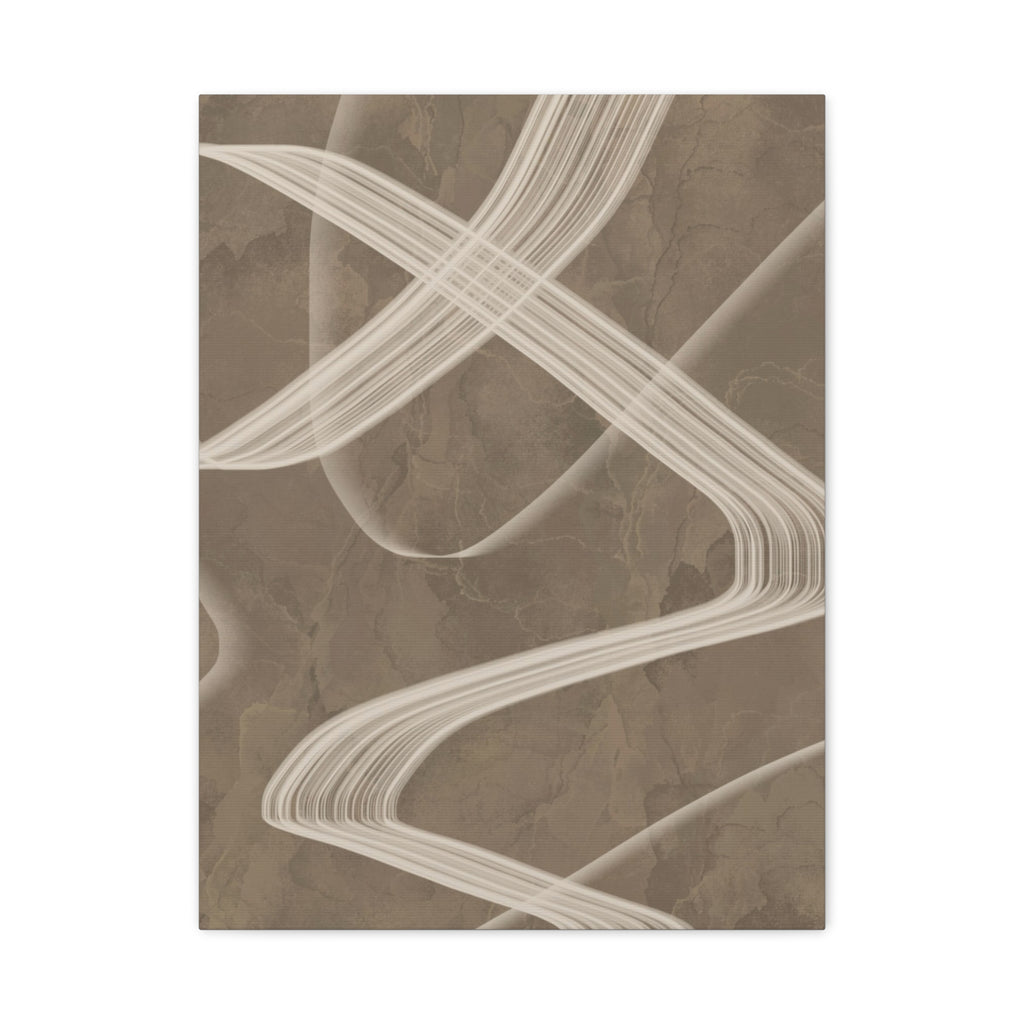 Abstract Brown Swirl Matte Canvas Print — Neutral Modern Wall Art, Stretched 1.25"
