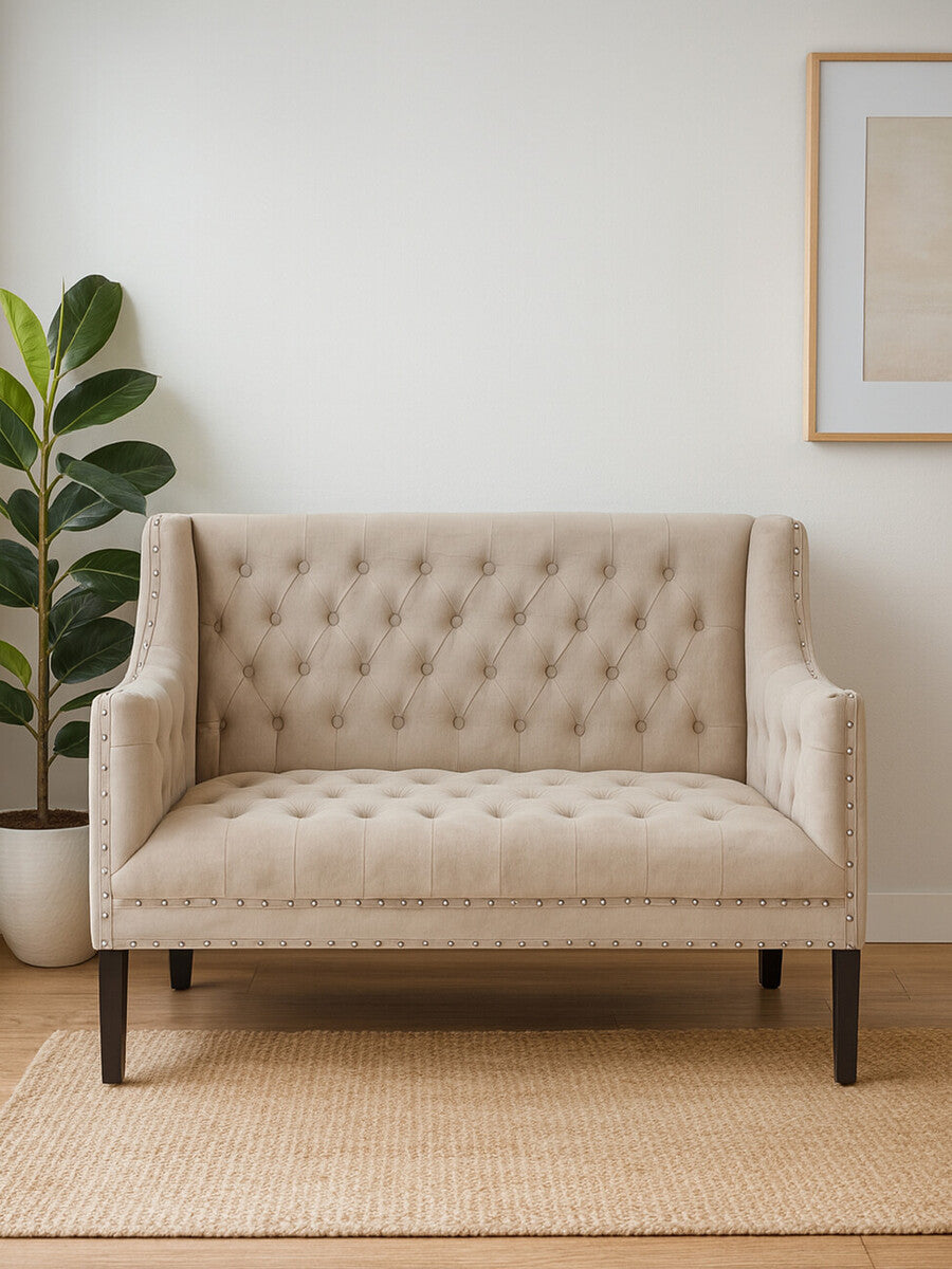 2 Seater Camel Velvet Sofa | Regents Park