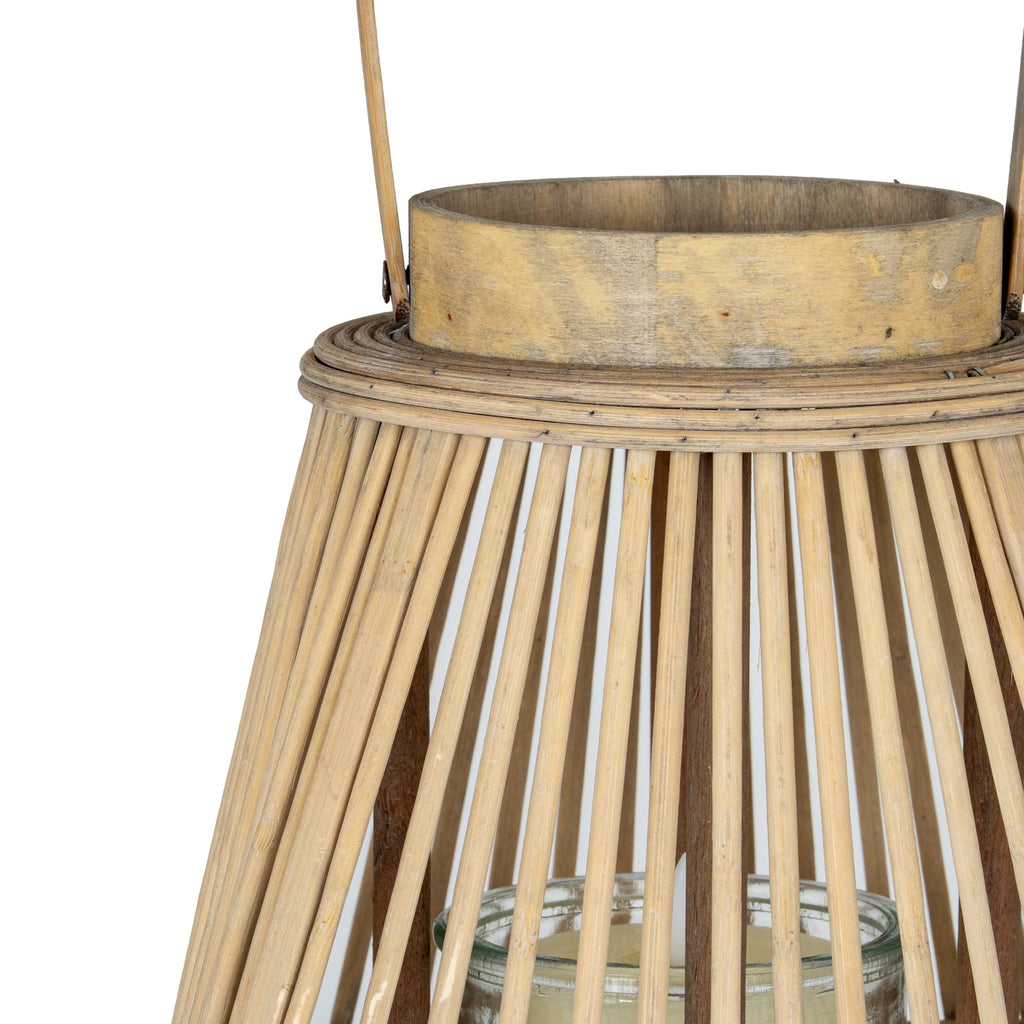 Large Peardrop Wicker Lantern With Glass Holder