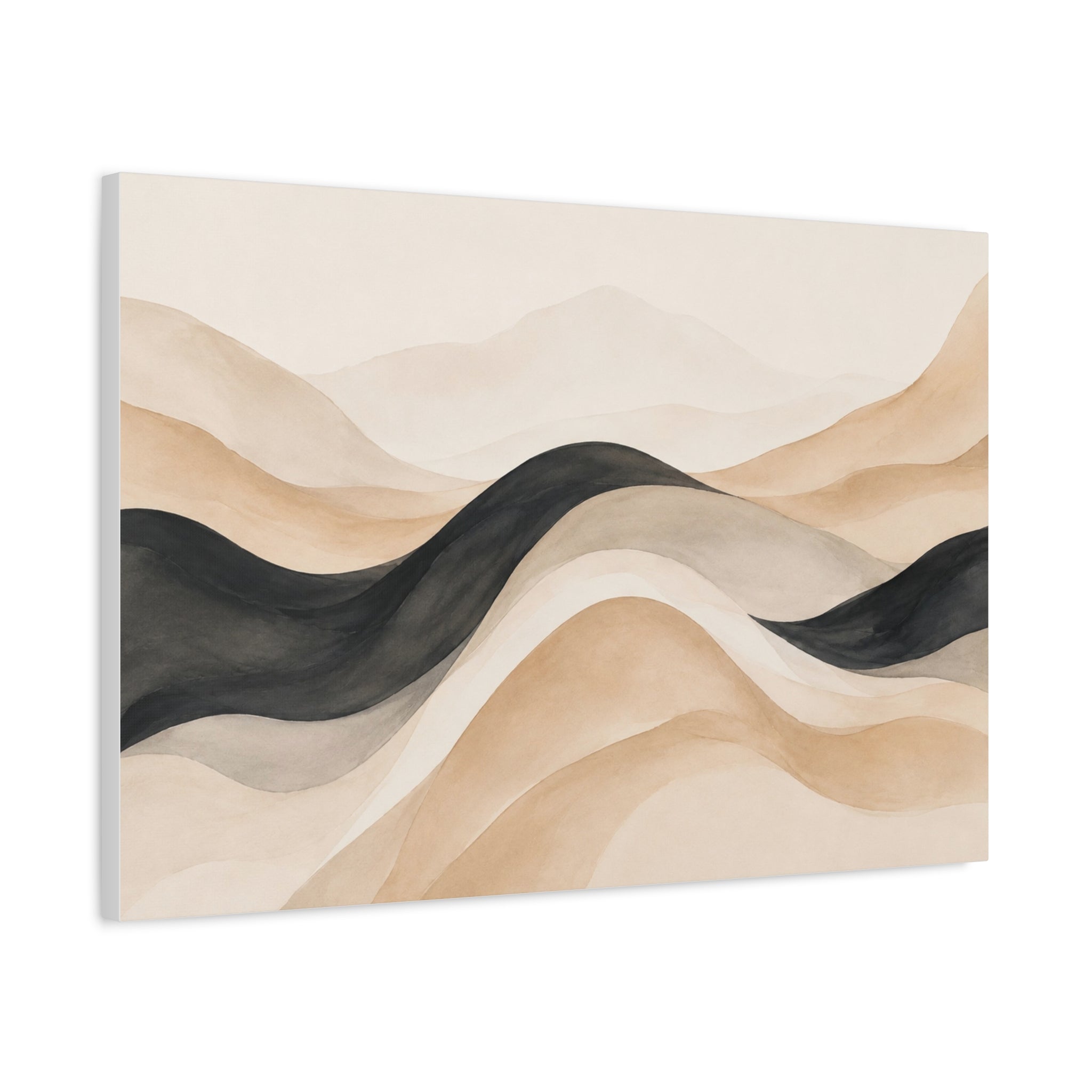 Neutral Abstract Waves Matte Canvas Wall Art