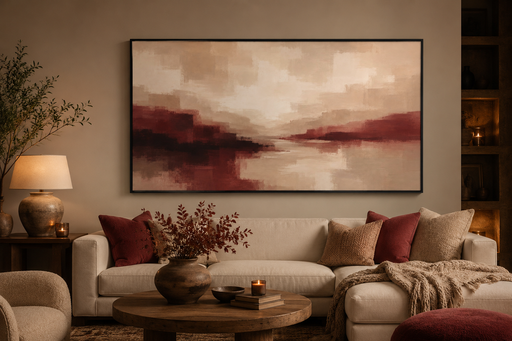 Abstract Red Ochre Landscape Canvas — Matte Stretched Wall Art