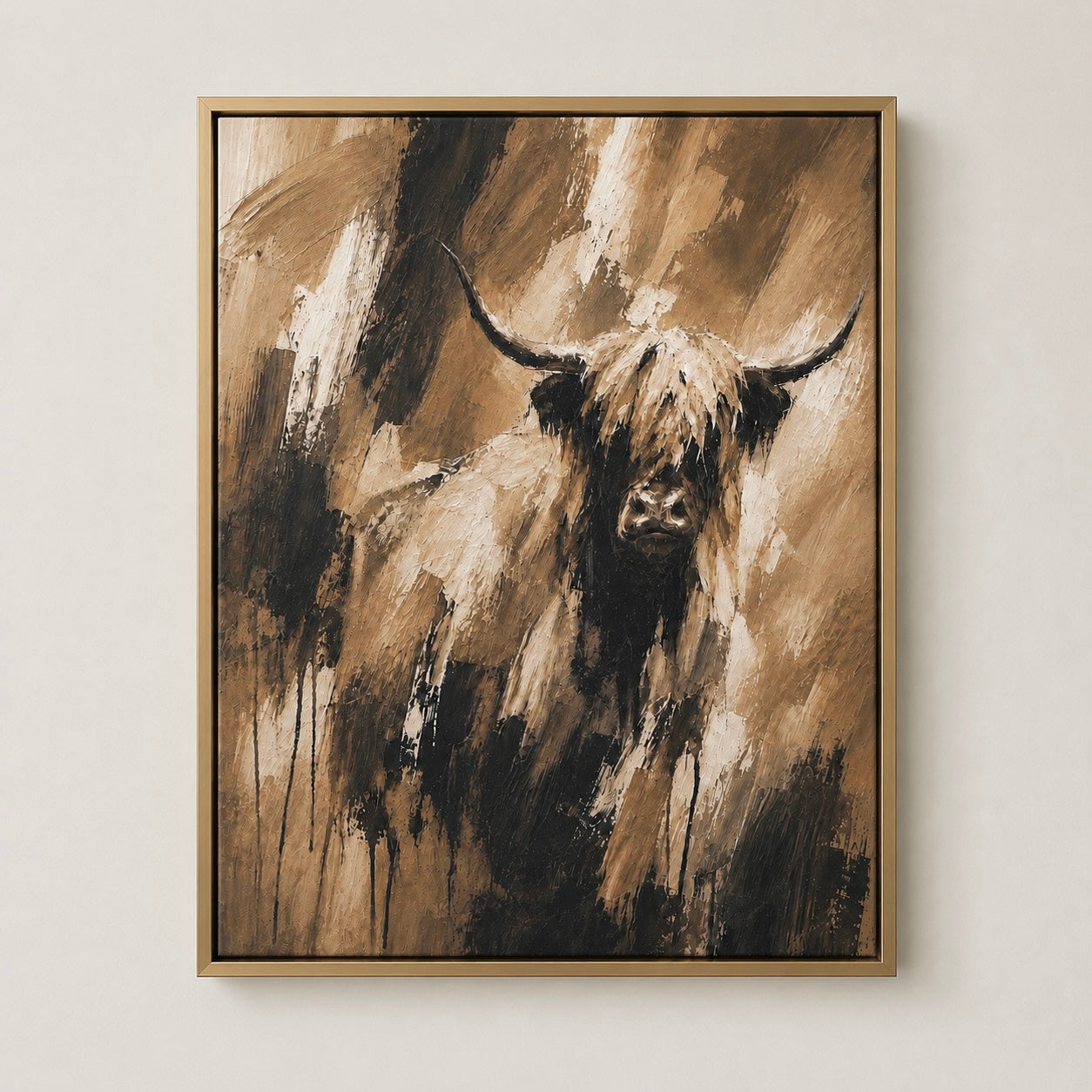 Rustic Highland Cow - Framed Floating Canvas