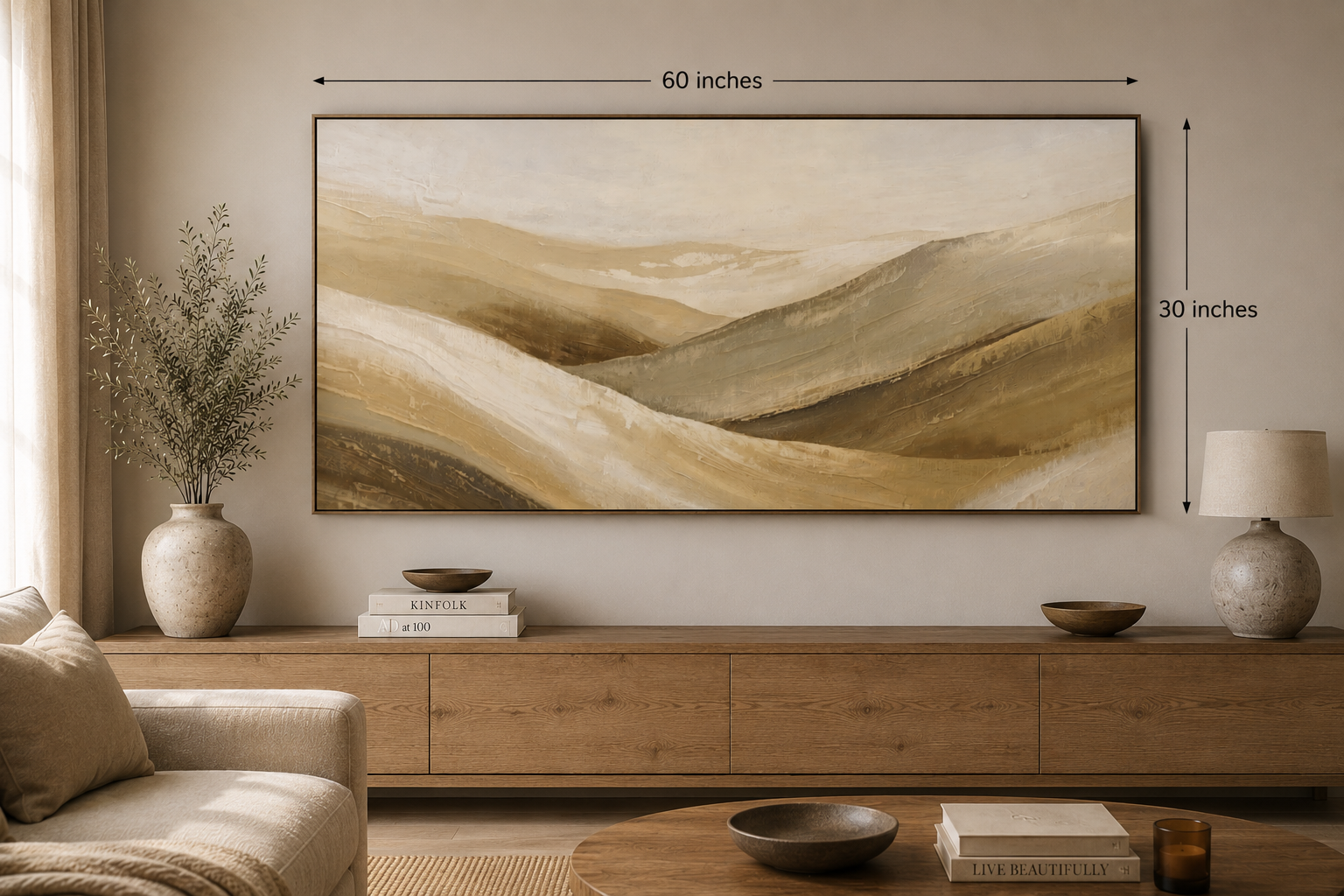 Golden Desert Abstract Matte Canvas Wall Art — Stretched Landscape Print