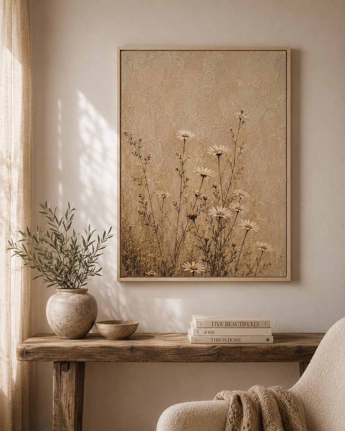 Dried Wildflowers - Framed Floating Canvas