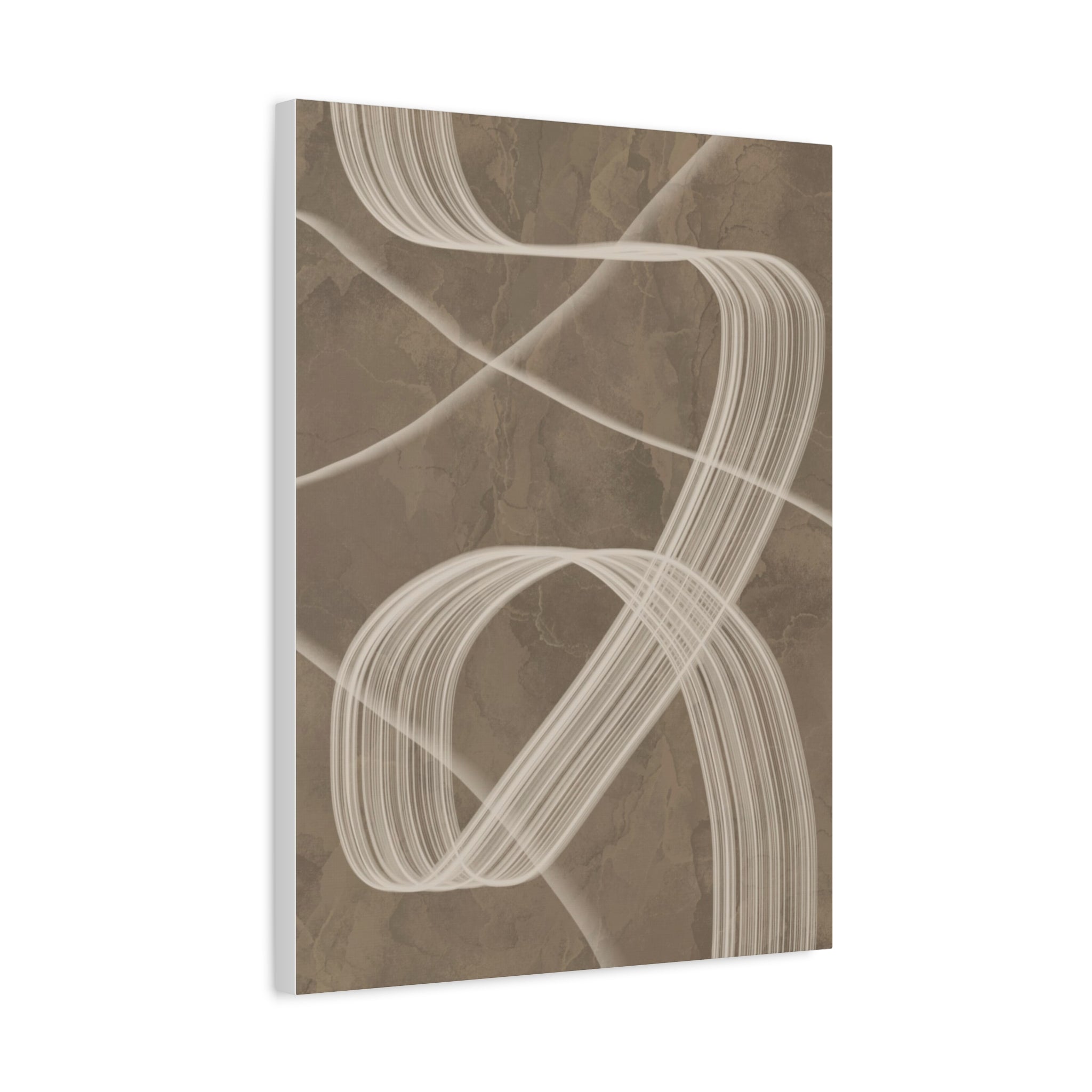 Abstract Neutral Brushstroke Canvas Print — Minimalist Brown Wall Art