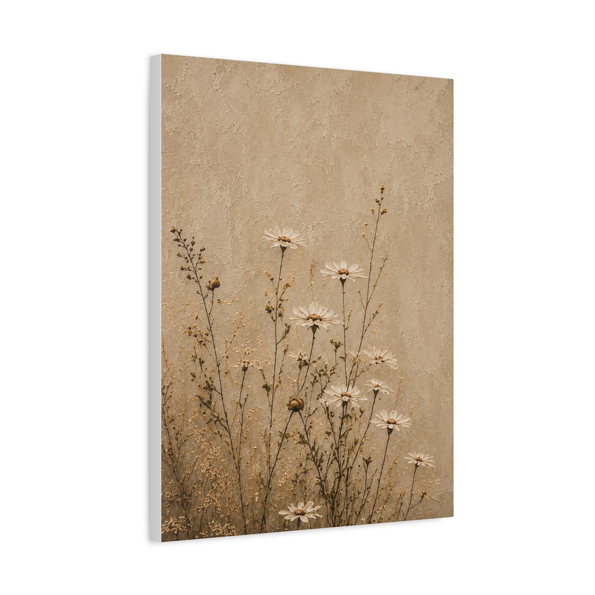 Dried Wildflowers Matte Canvas Print — Neutral Botanical Wall Art