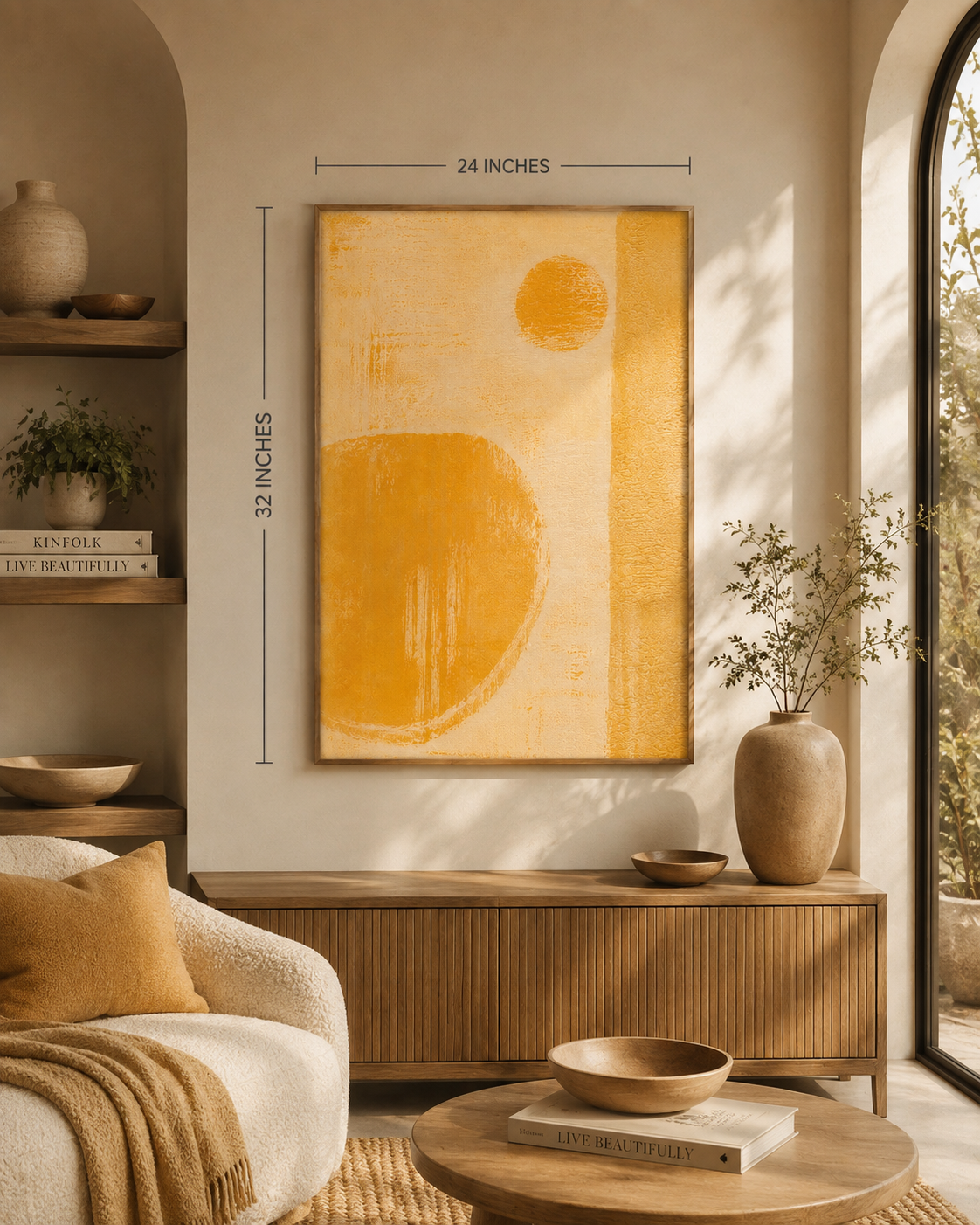Abstract Golden Minimal Canvas Art — Matte Stretched Wall Print