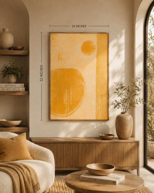 Abstract Golden Minimal Canvas Art — Matte Stretched Wall Print