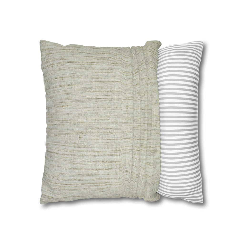 Neutral Textured Square Pillowcase — Linen-Style Poly Canvas Decorative Throw Pillow Cover