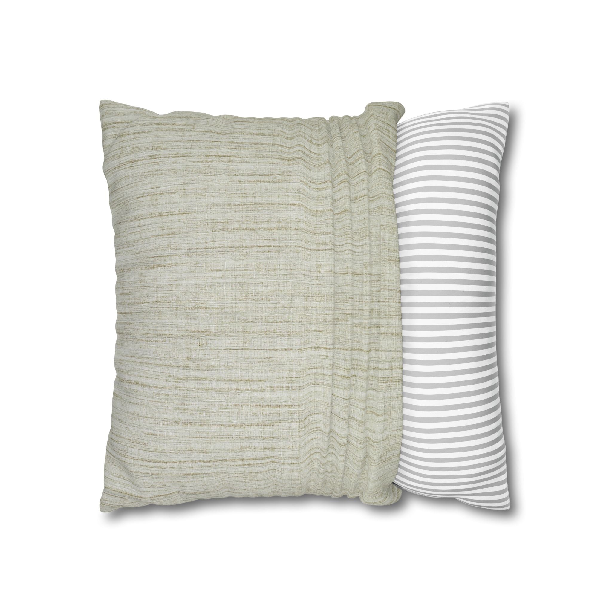 Neutral Textured Square Pillowcase — Linen-Style Poly Canvas Decorative Throw Pillow Cover