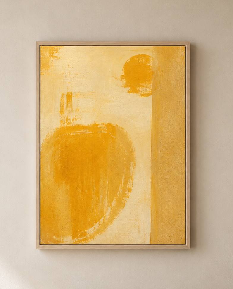 Abstract Golden Minimal - Framed Floating Canvas