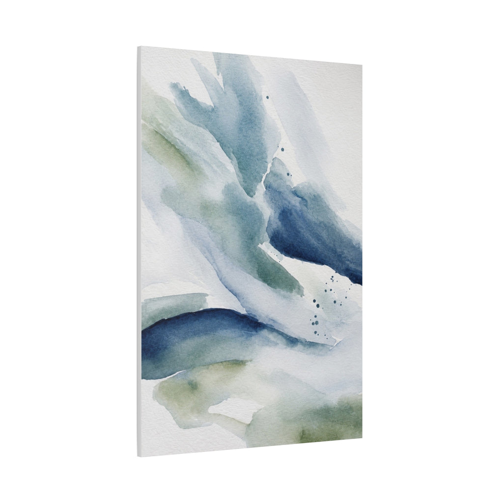 Abstract Watercolor Canvas Print — Blue Green Matte Stretched Wall Art