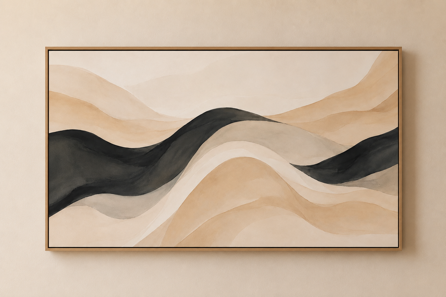 Neutral Abstract Waves Matte Canvas Wall Art