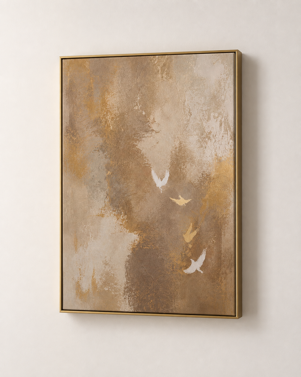 Abstract Flying Birds - Framed Floating Canvas