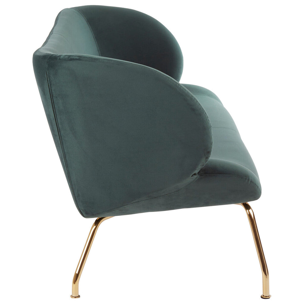 2 Seater Green Sofa with Curved Backrest | Kolding